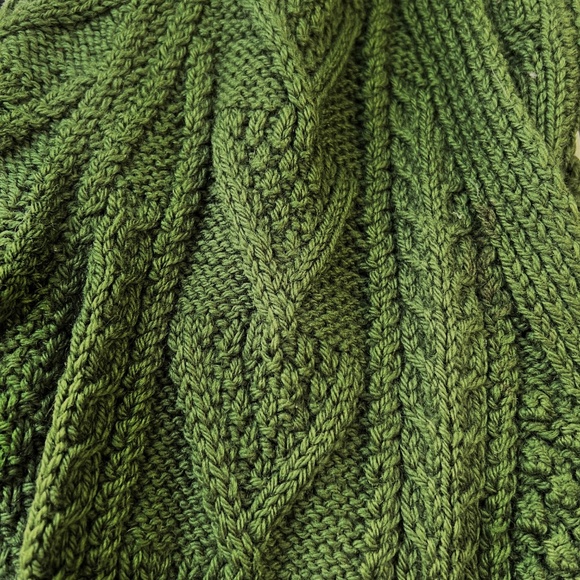 John Molloy Vintage Sweater Cardigan Fisherman Knit 100%Wool Cable Green XL - Picture 3 of 5